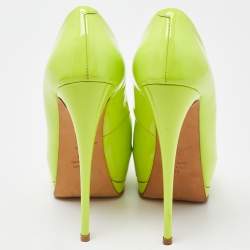 Giuseppe Zanotti Neon Green Patent Leather Sharon Peep Toe Pumps Size 39