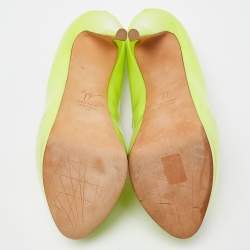 Giuseppe Zanotti Neon Green Patent Leather Sharon Peep Toe Pumps Size 39