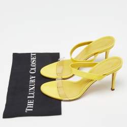Giuseppe Zanotti Yellow Patent Leather Slide Sandals Size 39