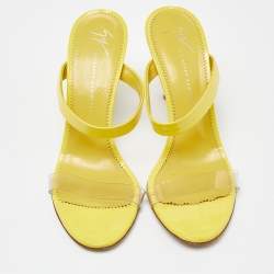 Giuseppe Zanotti Yellow Patent Leather Slide Sandals Size 39