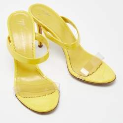 Giuseppe Zanotti Yellow Patent Leather Slide Sandals Size 39