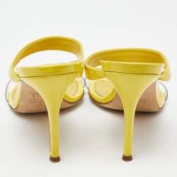Giuseppe Zanotti Yellow Patent Leather Slide Sandals Size 39