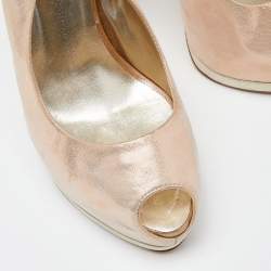 Giuseppe Zanotti Pink Glitter Nubuck Leather Peep Toe Platform Slingback Sandals Size 39