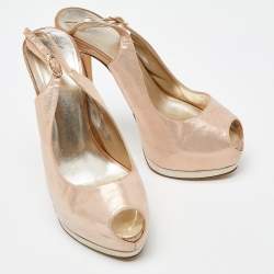 Giuseppe Zanotti Pink Glitter Nubuck Leather Peep Toe Platform Slingback Sandals Size 39