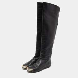 Pre Owned Giuseppe Zanotti Black Leather Over The Knee Length Boots Size 39