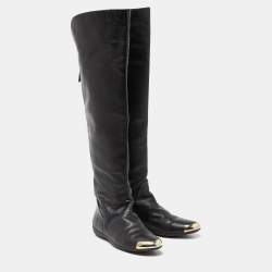 Pre Owned Giuseppe Zanotti Black Leather Over The Knee Length Boots Size 39