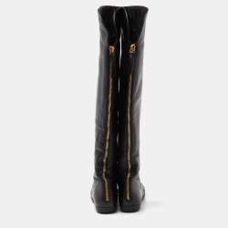 Pre Owned Giuseppe Zanotti Black Leather Over The Knee Length Boots Size 39