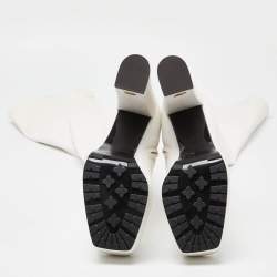 Pre Owned Giuseppe Zanotti White Leather Morgana Over The Knee Length Platform Boots Size 39.5