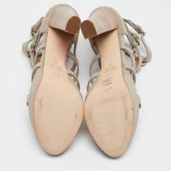 Giuseppe Zanotti Light Grey Suede Cage Open Toe Platform Sandals Size 39
