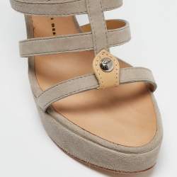 Giuseppe Zanotti Light Grey Suede Cage Open Toe Platform Sandals Size 39