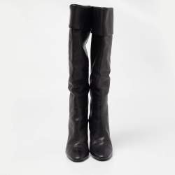Pre Owned Giuseppe Zanotti Black Leather Knee Length Boots Size 40