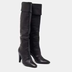 Pre Owned Giuseppe Zanotti Black Leather Knee Length Boots Size 40