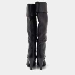 Pre Owned Giuseppe Zanotti Black Leather Knee Length Boots Size 40