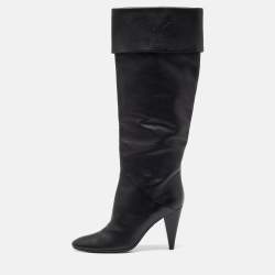 Pre Owned Giuseppe Zanotti Black Leather Knee Length Boots Size 40