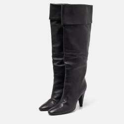 Pre Owned Giuseppe Zanotti Black Leather Knee Length Boots Size 40