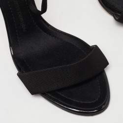Giuseppe Zanotti Black Fabric and Crystal Embellished Ankle Strap Sandals Size 39.5