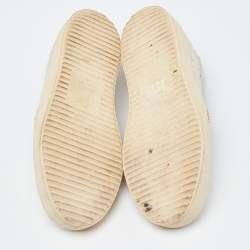 Giuseppe Zanotti Cream Croc Embossed Leather Slip-On Sneakers Size 40