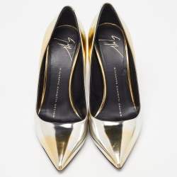 Giuseppe Zanotti Gold/Silver Leather Pointed Toe Pumps Size 35