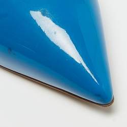 Pre Owned Giuseppe Zanotti Blue Patent Leather Pointed Toe Pumps Size 40