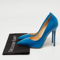 Pre Owned Giuseppe Zanotti Blue Patent Leather Pointed Toe Pumps Size 40