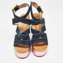 Giuseppe Zanotti Multicolor Suede and Leather Platform Sandals Size 39