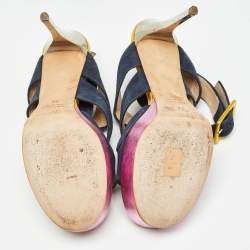 Giuseppe Zanotti Multicolor Suede and Leather Platform Sandals Size 39