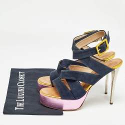 Giuseppe Zanotti Multicolor Suede and Leather Platform Sandals Size 39