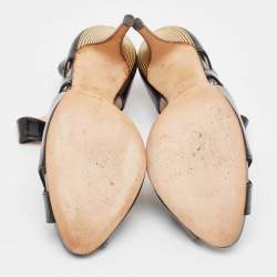 Pre Owned Giuseppe Zanotti Black Patent Leather Ankle Strap Sandals Size 39