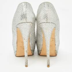 Giuseppe Zanotti Silver Glitter Fabric Sharon Pumps Size 36