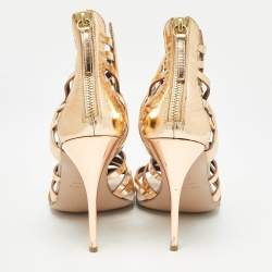 Giuseppe Zanotti Rose Gold Leather Caged Sandals Size 37.5