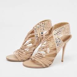 Giuseppe Zanotti Beige Suede and Leather Sandals Size 37