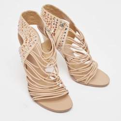 Giuseppe Zanotti Beige Suede and Leather Sandals Size 37