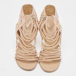 Giuseppe Zanotti Beige Suede and Leather Sandals Size 37