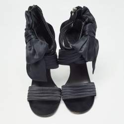 Pre Owned Giuseppe Zanotti Black Satin and Suede Ankle Strap Sandals Size 37