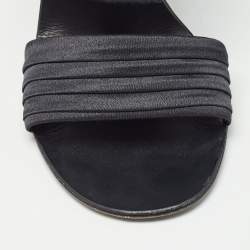 Pre Owned Giuseppe Zanotti Black Satin and Suede Ankle Strap Sandals Size 37