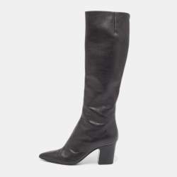 Pre Owned Giuseppe Zanotti Black Leather Knee Length Boots Size 37