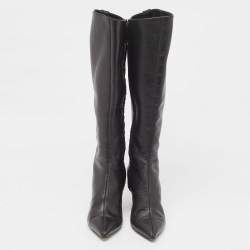 Pre Owned Giuseppe Zanotti Black Leather Knee Length Boots Size 37