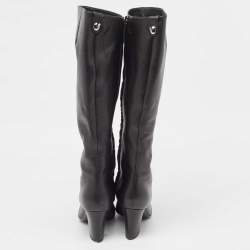 Pre Owned Giuseppe Zanotti Black Leather Knee Length Boots Size 37