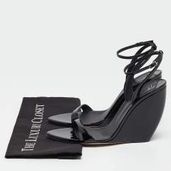 Giuseppe Zanotti Black Patent Leather Ginnyfer Wedge Sandals Size 40