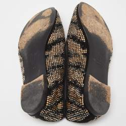 Giuseppe Zanotti Black Crystal Embellished Suede Shark Tooth Smoking Slippers Size 38.5