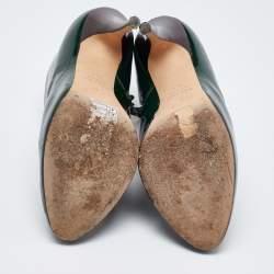 Pre Owned Giuseppe Zanotti Dark Green Patent Leather Ankle Booties Size 38.5