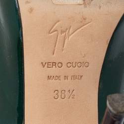 Pre Owned Giuseppe Zanotti Dark Green Patent Leather Ankle Booties Size 38.5