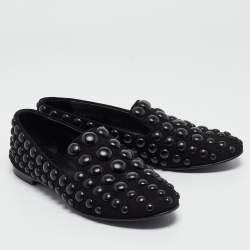 Giuseppe Zanotti Black Suede Studded Smoking Slippers Size 37