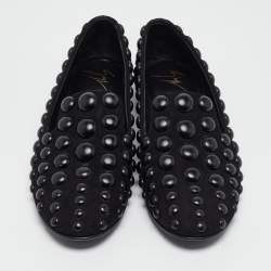 Giuseppe Zanotti Black Suede Studded Smoking Slippers Size 37