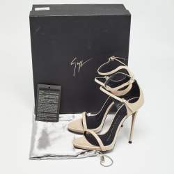 Giuseppe Zanotti Beige Patent Leather Coline Ankle Strap Sandals Size 35