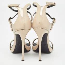 Giuseppe Zanotti Beige Patent Leather Coline Ankle Strap Sandals Size 35