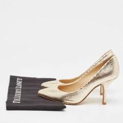 Giuseppe Zanotti Gold Snakeskin Embossed Leather Lucrezia Pumps Size 35