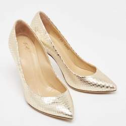 Giuseppe Zanotti Gold Snakeskin Embossed Leather Lucrezia Pumps Size 35