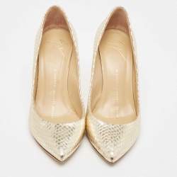 Giuseppe Zanotti Gold Snakeskin Embossed Leather Lucrezia Pumps Size 35