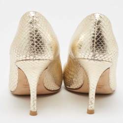 Giuseppe Zanotti Gold Snakeskin Embossed Leather Lucrezia Pumps Size 35